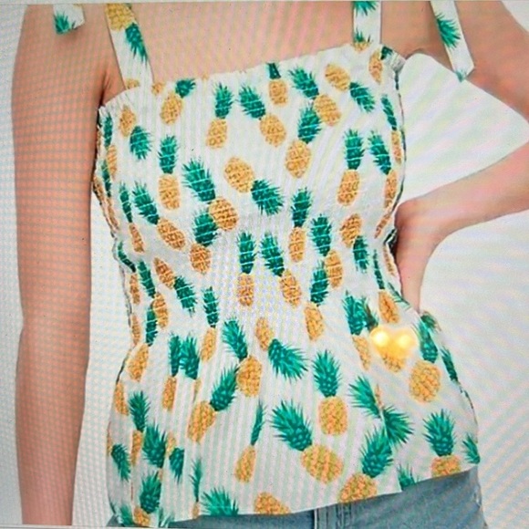 J. Crew Tops - NWT J. Crew Pineapple Smocked Tie Strap Tank Top size XS